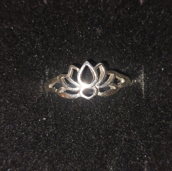 Lotus Flower Sterling Silver Ring - Picture 2 of 4